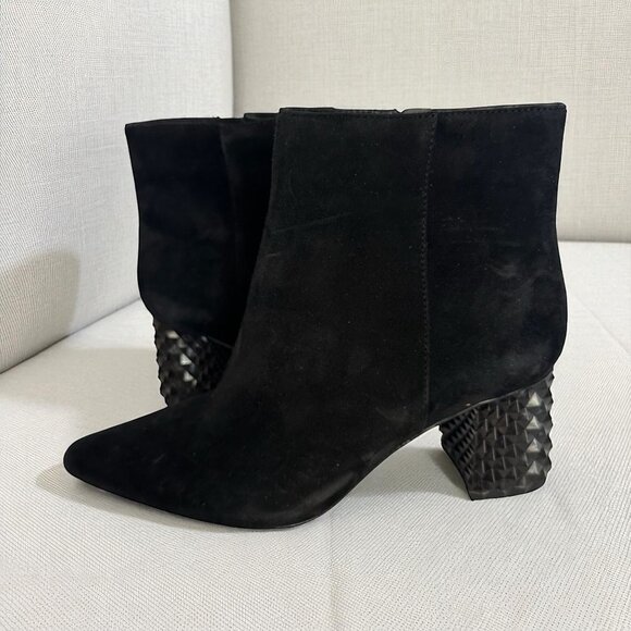 ANTONIO MELANI Black Suede Booties Heels Boots Size 6.5 NEW New without box - Picture 1 of 7